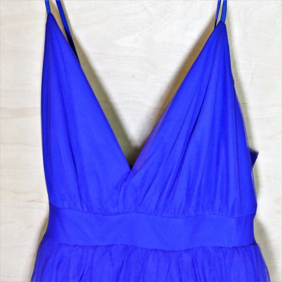 Blue Spaghetti Strap Mini Zip Halter Dress NWOT - Picture 11 of 11
